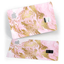 Rose Pink Marble & Digital Gold Frosted Foil V10 - Premium Protective Decal Skin-Kit for the Apple Credit Card