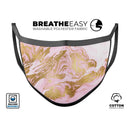 Rose Pink Marble & Digital Gold Frosted Foil V10 - Made in USA Mouth Cover Unisex Anti-Dust Cotton Blend Reusable & Washable Face Mask with Adjustable Sizing for Adult or Child