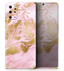 Rose Pink Marble & Digital Gold Frosted Foil V10 - Premium Vinyl Skin Decal for Samsung Galaxy S25 Ultra, S24, S23, S22 & All Galaxy S Models