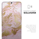 Rose Pink Marble & Digital Gold Frosted Foil V10 - Premium Vinyl Skin Decal for Samsung Galaxy S25 Ultra, S24, S23, S22 & All Galaxy S Models