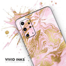 Rose Pink Marble & Digital Gold Frosted Foil V10 - Premium Vinyl Skin Decal for Samsung Galaxy S25 Ultra, S24, S23, S22 & All Galaxy S Models