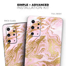 Rose Pink Marble & Digital Gold Frosted Foil V10 - Premium Vinyl Skin Decal for Samsung Galaxy S25 Ultra, S24, S23, S22 & All Galaxy S Models