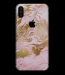 Rose Pink Marble & Digital Gold Frosted Foil V10 - iPhone XS MAX, XS/X, 8/8+, 7/7+, 5/5S/SE Skin-Kit (All iPhones Available)