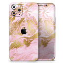 Rose Pink Marble & Digital Gold Frosted Foil V10 - Protective Skin Wrap & Decal – Compatible with iPhone SE to iPhone 17 Pro Max (All Models)