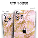 Rose Pink Marble & Digital Gold Frosted Foil V10 - Protective Skin Wrap & Decal – Compatible with iPhone SE to iPhone 17 Pro Max (All Models)