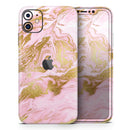 Rose Pink Marble & Digital Gold Frosted Foil V10 - Protective Skin Wrap & Decal – Compatible with iPhone SE to iPhone 17 Pro Max (All Models)
