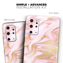 Rose Pink Marble & Digital Gold Frosted Foil V11 2 - Skin-Kit for the Samsung Galaxy S-Series S20, S20 Plus, S20 Ultra , S10 & others (All Galaxy Devices Available)