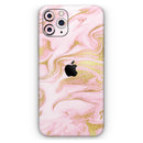 Rose Pink Marble & Digital Gold Frosted Foil V11 2 - Protective Skin Wrap & Decal – Compatible with iPhone SE to iPhone 17 Pro Max (All Models)