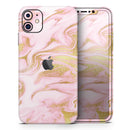 Rose Pink Marble & Digital Gold Frosted Foil V11 2 - Protective Skin Wrap & Decal – Compatible with iPhone SE to iPhone 17 Pro Max (All Models)