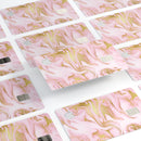 Rose Pink Marble & Digital Gold Frosted Foil V11 - Premium Protective Decal Skin-Kit for the Apple Credit Card