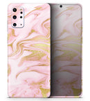 Rose Pink Marble & Digital Gold Frosted Foil V11 - Premium Vinyl Skin Decal for Samsung Galaxy S25 Ultra, S24, S23, S22 & All Galaxy S Models
