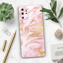 Rose Pink Marble & Digital Gold Frosted Foil V11 - Premium Vinyl Skin Decal for Samsung Galaxy S25 Ultra, S24, S23, S22 & All Galaxy S Models