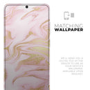 Rose Pink Marble & Digital Gold Frosted Foil V11 - Premium Vinyl Skin Decal for Samsung Galaxy S25 Ultra, S24, S23, S22 & All Galaxy S Models