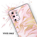 Rose Pink Marble & Digital Gold Frosted Foil V11 - Premium Vinyl Skin Decal for Samsung Galaxy S25 Ultra, S24, S23, S22 & All Galaxy S Models