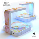 Rose Pink Marble & Digital Gold Frosted Foil V11 UV Germicidal Sanitizing Sterilizing Wireless Smart Phone Screen Cleaner + Charging Station