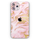 Rose Pink Marble & Digital Gold Frosted Foil V11 - Protective Skin Wrap & Decal – Compatible with iPhone SE to iPhone 17 Pro Max (All Models)