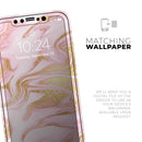Rose Pink Marble & Digital Gold Frosted Foil V11 - Protective Skin Wrap & Decal – Compatible with iPhone SE to iPhone 17 Pro Max (All Models)