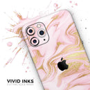 Rose Pink Marble & Digital Gold Frosted Foil V11 - Protective Skin Wrap & Decal – Compatible with iPhone SE to iPhone 17 Pro Max (All Models)