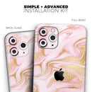 Rose Pink Marble & Digital Gold Frosted Foil V11 - Protective Skin Wrap & Decal – Compatible with iPhone SE to iPhone 17 Pro Max (All Models)
