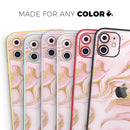 Rose Pink Marble & Digital Gold Frosted Foil V11 - Protective Skin Wrap & Decal – Compatible with iPhone SE to iPhone 17 Pro Max (All Models)