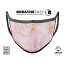 Rose Pink Marble & Digital Gold Frosted Foil V12 - Made in USA Mouth Cover Unisex Anti-Dust Cotton Blend Reusable & Washable Face Mask with Adjustable Sizing for Adult or Child