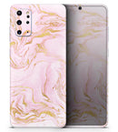 Rose Pink Marble & Digital Gold Frosted Foil V12 - Premium Vinyl Skin Decal for Samsung Galaxy S25 Ultra, S24, S23, S22 & All Galaxy S Models