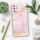 Rose Pink Marble & Digital Gold Frosted Foil V12 - Premium Vinyl Skin Decal for Samsung Galaxy S25 Ultra, S24, S23, S22 & All Galaxy S Models