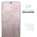 Rose Pink Marble & Digital Gold Frosted Foil V12 - Premium Vinyl Skin Decal for Samsung Galaxy S25 Ultra, S24, S23, S22 & All Galaxy S Models