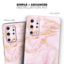 Rose Pink Marble & Digital Gold Frosted Foil V12 - Premium Vinyl Skin Decal for Samsung Galaxy S25 Ultra, S24, S23, S22 & All Galaxy S Models