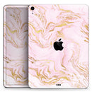 Rose Pink Marble & Digital Gold Frosted Foil V12 - Full Body Skin Decal for the Apple iPad Pro 12.9", 11", 10.5", 9.7", Air or Mini (All Models Available)