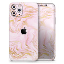 Rose Pink Marble & Digital Gold Frosted Foil V12 - Protective Skin Wrap & Decal – Compatible with iPhone SE to iPhone 17 Pro Max (All Models)