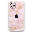 Rose Pink Marble & Digital Gold Frosted Foil V12 - Protective Skin Wrap & Decal – Compatible with iPhone SE to iPhone 17 Pro Max (All Models)