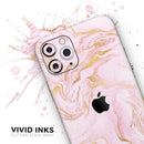 Rose Pink Marble & Digital Gold Frosted Foil V12 - Protective Skin Wrap & Decal – Compatible with iPhone SE to iPhone 17 Pro Max (All Models)