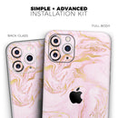 Rose Pink Marble & Digital Gold Frosted Foil V12 - Protective Skin Wrap & Decal – Compatible with iPhone SE to iPhone 17 Pro Max (All Models)
