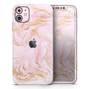 Rose Pink Marble & Digital Gold Frosted Foil V12 - Protective Skin Wrap & Decal – Compatible with iPhone SE to iPhone 17 Pro Max (All Models)