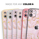 Rose Pink Marble & Digital Gold Frosted Foil V12 - Protective Skin Wrap & Decal – Compatible with iPhone SE to iPhone 17 Pro Max (All Models)