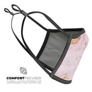 Rose Pink Marble & Digital Gold Frosted Foil V13 - Made in USA Mouth Cover Unisex Anti-Dust Cotton Blend Reusable & Washable Face Mask with Adjustable Sizing for Adult or Child
