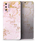 Rose Pink Marble & Digital Gold Frosted Foil V13 - Premium Vinyl Skin Decal for Samsung Galaxy S25 Ultra, S24, S23, S22 & All Galaxy S Models
