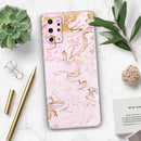 Rose Pink Marble & Digital Gold Frosted Foil V13 - Premium Vinyl Skin Decal for Samsung Galaxy S25 Ultra, S24, S23, S22 & All Galaxy S Models