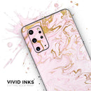 Rose Pink Marble & Digital Gold Frosted Foil V13 - Premium Vinyl Skin Decal for Samsung Galaxy S25 Ultra, S24, S23, S22 & All Galaxy S Models
