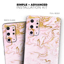 Rose Pink Marble & Digital Gold Frosted Foil V13 - Premium Vinyl Skin Decal for Samsung Galaxy S25 Ultra, S24, S23, S22 & All Galaxy S Models