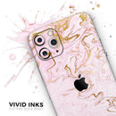 Rose Pink Marble & Digital Gold Frosted Foil V13 - Protective Skin Wrap & Decal – Compatible with iPhone SE to iPhone 17 Pro Max (All Models)