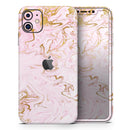Rose Pink Marble & Digital Gold Frosted Foil V13 - Protective Skin Wrap & Decal – Compatible with iPhone SE to iPhone 17 Pro Max (All Models)