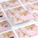 Rose Pink Marble & Digital Gold Frosted Foil V14 - Premium Protective Decal Skin-Kit for the Apple Credit Card