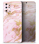 Rose Pink Marble & Digital Gold Frosted Foil V14 - Premium Vinyl Skin Decal for Samsung Galaxy S25 Ultra, S24, S23, S22 & All Galaxy S Models