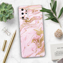 Rose Pink Marble & Digital Gold Frosted Foil V14 - Premium Vinyl Skin Decal for Samsung Galaxy S25 Ultra, S24, S23, S22 & All Galaxy S Models