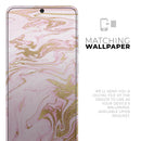 Rose Pink Marble & Digital Gold Frosted Foil V14 - Premium Vinyl Skin Decal for Samsung Galaxy S25 Ultra, S24, S23, S22 & All Galaxy S Models