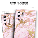 Rose Pink Marble & Digital Gold Frosted Foil V14 - Premium Vinyl Skin Decal for Samsung Galaxy S25 Ultra, S24, S23, S22 & All Galaxy S Models