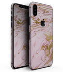 Rose Pink Marble & Digital Gold Frosted Foil V14 - iPhone XS MAX, XS/X, 8/8+, 7/7+, 5/5S/SE Skin-Kit (All iPhones Available)