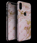 Rose Pink Marble & Digital Gold Frosted Foil V14 - iPhone XS MAX, XS/X, 8/8+, 7/7+, 5/5S/SE Skin-Kit (All iPhones Available)
